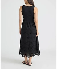 Ellen Tracy Women's Twofer Dress with Eyelet Skirt