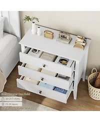 gaomon Large 3 Drawer Dresser, Fluted Wood Drawers for Bedroom, Modern Painted 30-Inch-Wide Nightstand for Bedroom, Living Room, Hallway.