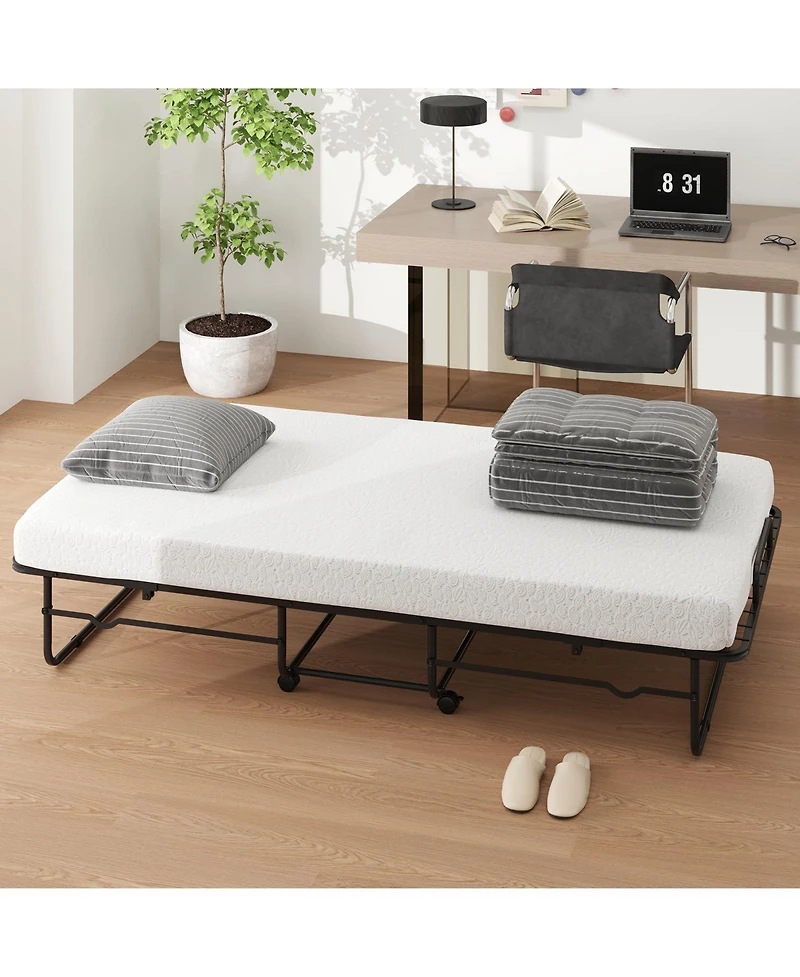 Sugift Twin Size Folding Bed with Memory Foam Mattress and Heavy-duty Metal Frame