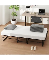 Sugift Twin Size Folding Bed with Memory Foam Mattress and Heavy-duty Metal Frame