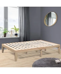 Sugift 14 Inch Full Size Wood Platform Bed Frame with Wood Slat Support