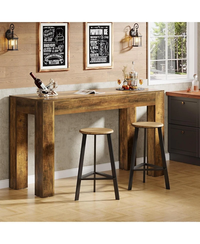 Tribesigns 63" Rectangular Dining Table, Rustic Wooden Kitchen Table with 4 Sturdy Legs