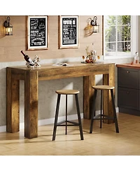Tribesigns 63" Rectangular Dining Table, Rustic Wooden Kitchen Table with 4 Sturdy Legs