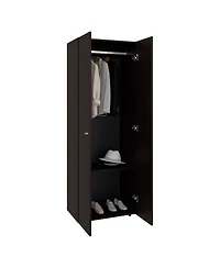 flynama Home 2 Doors Closet System Armoire with Hanging Rod and Storage Shelf Modern Organizer for Bedroom
