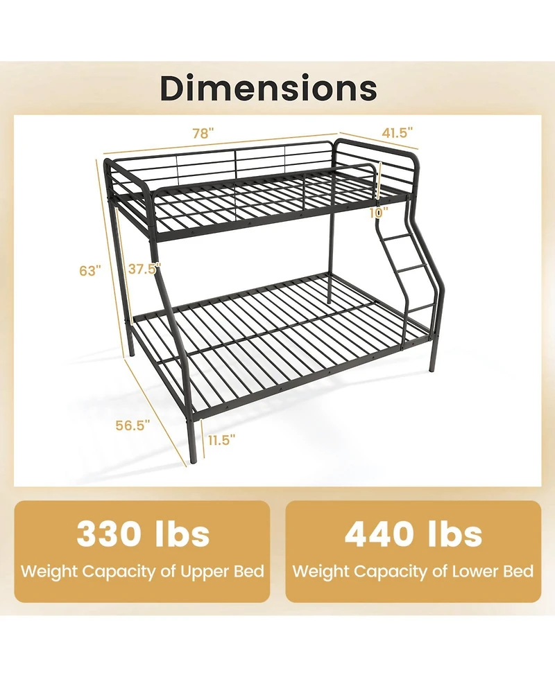 Sugift Bed with Ladder and Full-length Guardrails