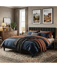 gaomon Bed Frame with Adjustable Height Vertical Channel Tufted Headboard