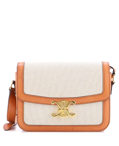 Pre-Owned Celine Medium Triomphe Shoulder Bag Canvas with Leather