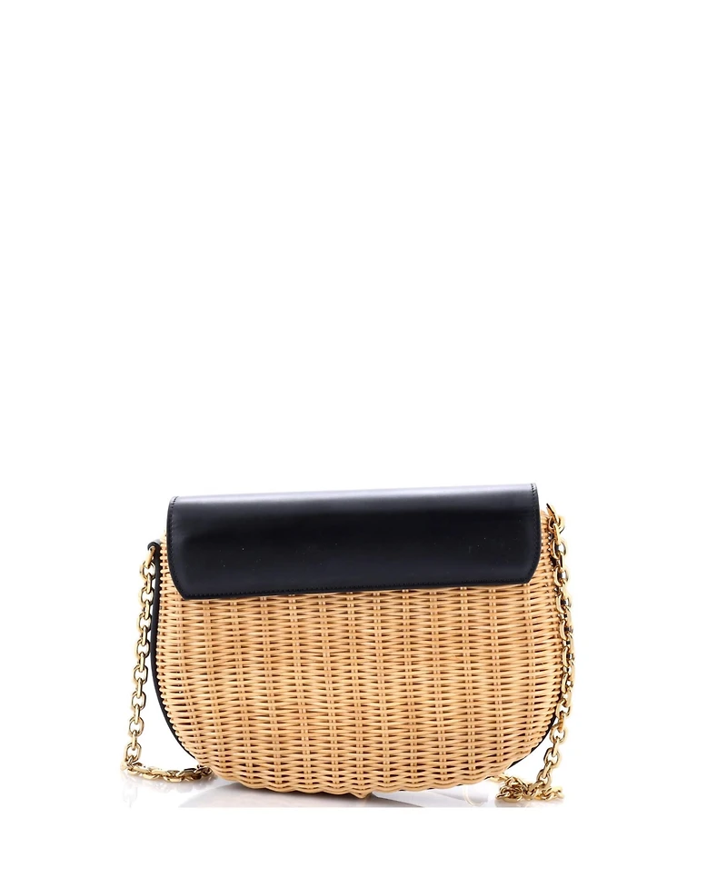 Pre-Owned Celine Small Chaine Maillon Triomphe Bag Wicker with Leather