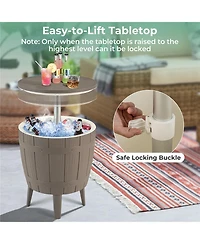 Gymax 10 Gallon Cooler Bar Table w/ Telescopic Tabletop 3-in-1 Coffee Table Ice Bucket