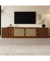 sumyeg 78" Cabinet Tv Stand with Rattan Door Media Console