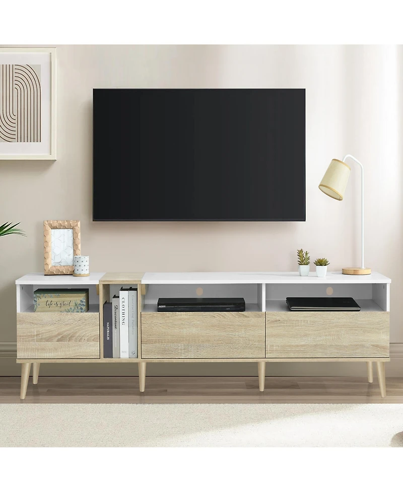 sumyeg Modern 80" Tv Stand cabinet with 3 Drawers & Open Shelves