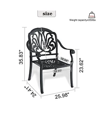 Clihome 2Pcs Patio Dining Chair Cast Aluminum Chair with Frame and Cushions