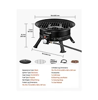 Slickblue 19 Inch Propane Fire Pit 53000 Btu with Grill Grate