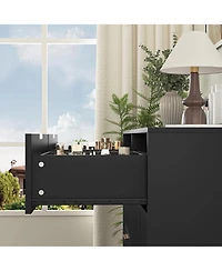 flynama Modern 8 Drawer Dresser 47.2-Inch-Wide Wood with Gold Handles for Bedroom Living Room