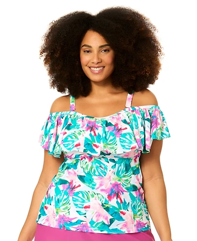 Raisins Curve Plus Tortuga Bandeau Neck Swim Tankini Top