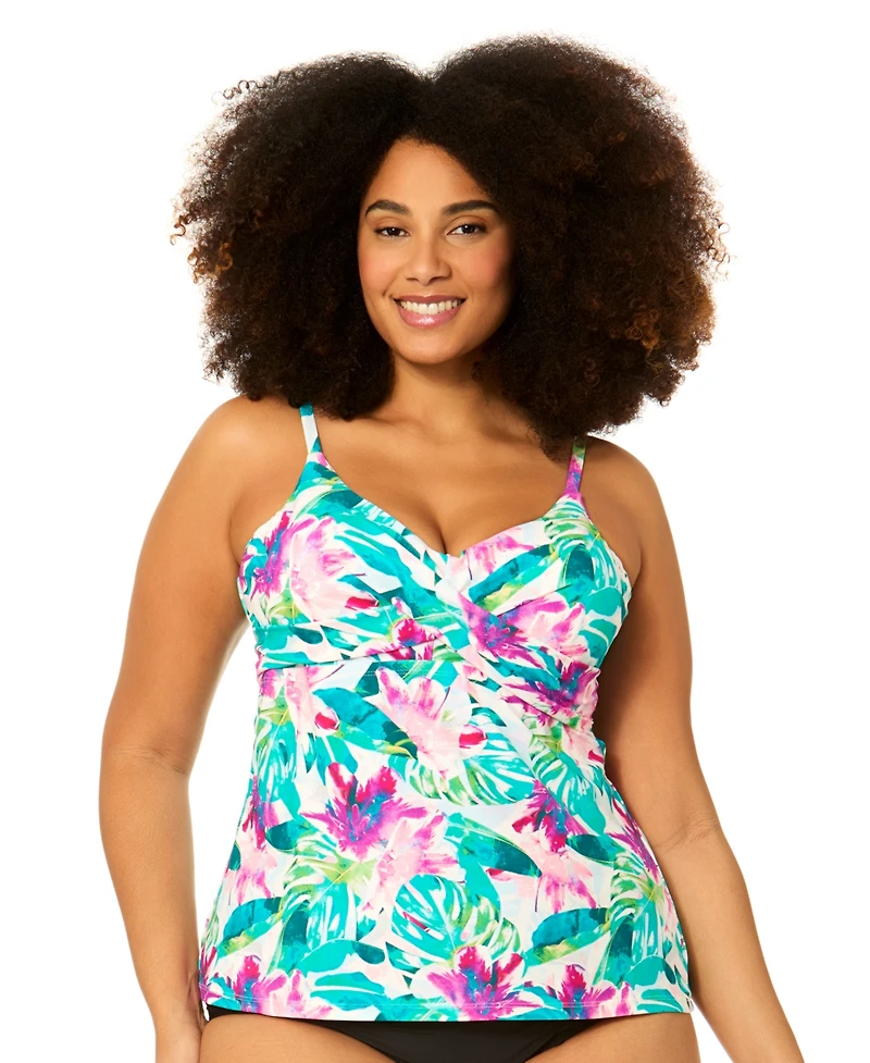 Raisins Curve Plus Underwire Aries Floral Print Swim Tankini Top