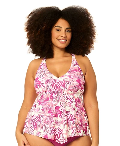Raisins Curve Plus Underwire Floral Print Swim Tankini Top
