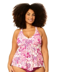 Raisins Curve Plus Underwire Floral Print Swim Tankini Top
