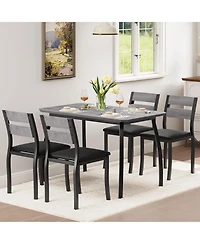 gaomon 5-Piece Modern Wooden Dining Table Set with 4 Upholstered Chairs