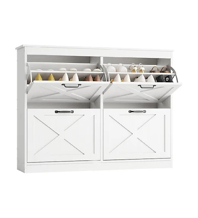 gaomon Wide Freestanding Shoe Storage Cabinet with 4 Flip Drawers