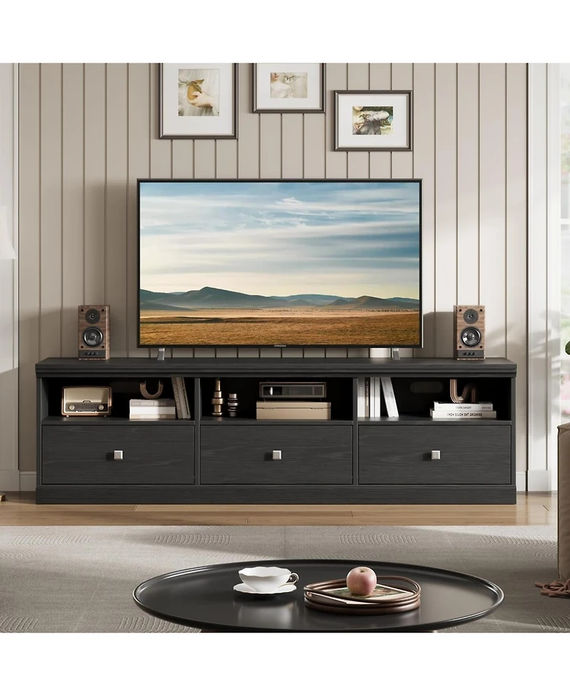 gaomon Tv Stand for Tv, Entertainment Center with Storage Drawer, Mid-Century Modern Console Open Shelves