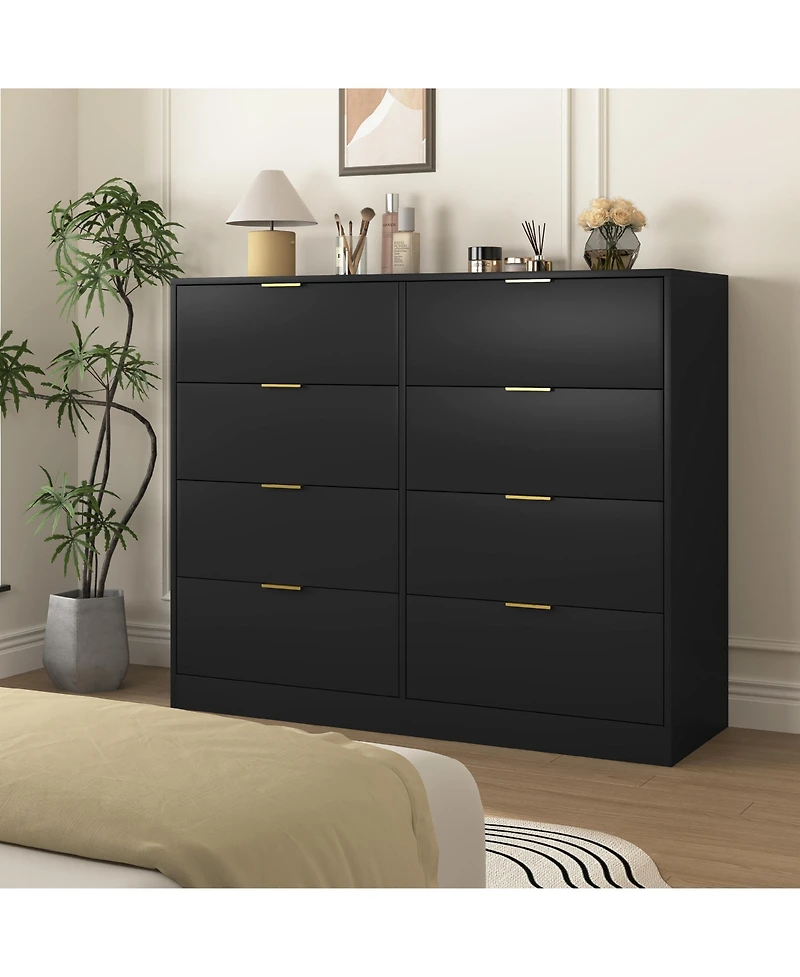 flynama Tall 8 Drawer Dresser 47.2-Inch-Wide Wood for Bedroom Closet Storage