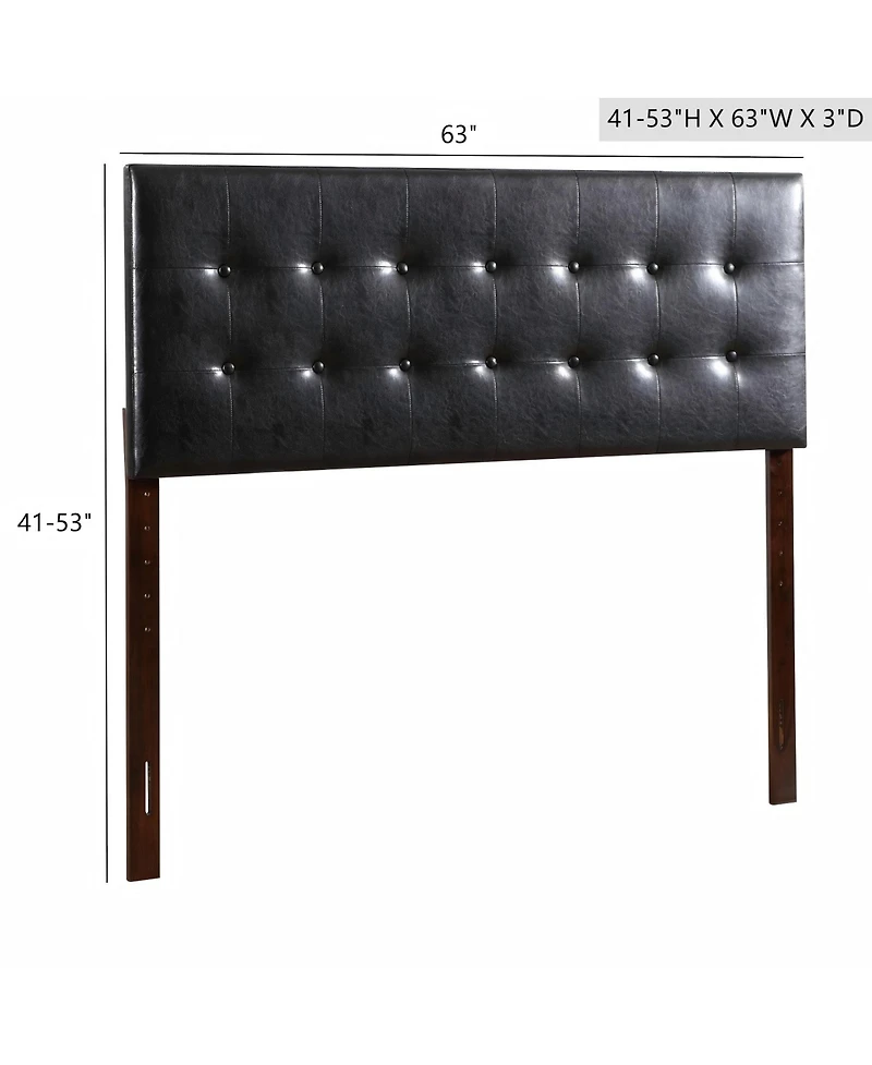 Flynama Queen Upholstered Headboard with Faux Jewel Tufting Adjustable Height 41 to 53 inch
