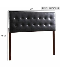 Flynama Queen Upholstered Headboard with Faux Jewel Tufting Adjustable Height 41 to 53 inch