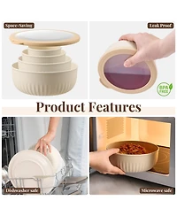 Sorbus 4-Pack Round Stackable Airtight Food Storage Bowls Containers with Lids - for Meal Prep, Leftovers, Freezer, Mixing, Salads