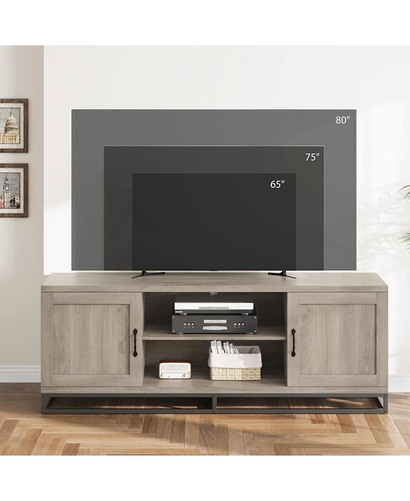 gaomon Farmhouse Tv Stand , Entertainment Center 2-Tier Adjustable Shelves, Wooden Tv & Media Console Table for 75 Inch