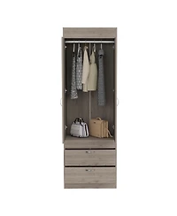 flynama Tarento Armoire with 2 Drawers Double Door Cabinet Hanging Rod Bedroom Storage