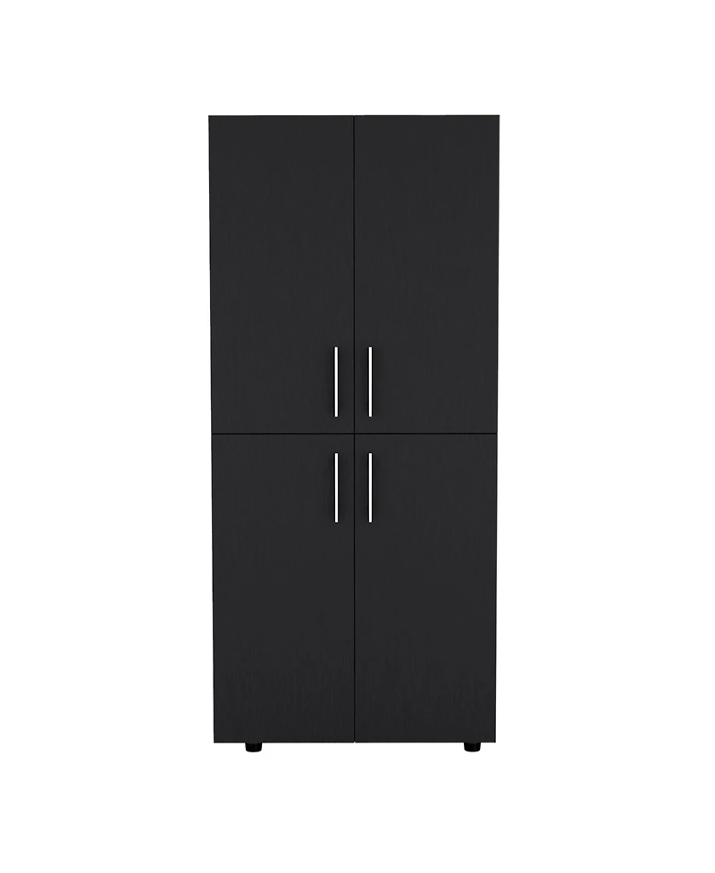 flynama Hazel Armoire Melamine with Two Doors Four Shelves and Two Clothes Hanging Bars Bedroom Storage Organizer