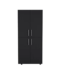 flynama Hazel Armoire Melamine with Two Doors Four Shelves and Two Clothes Hanging Bars Bedroom Storage Organizer