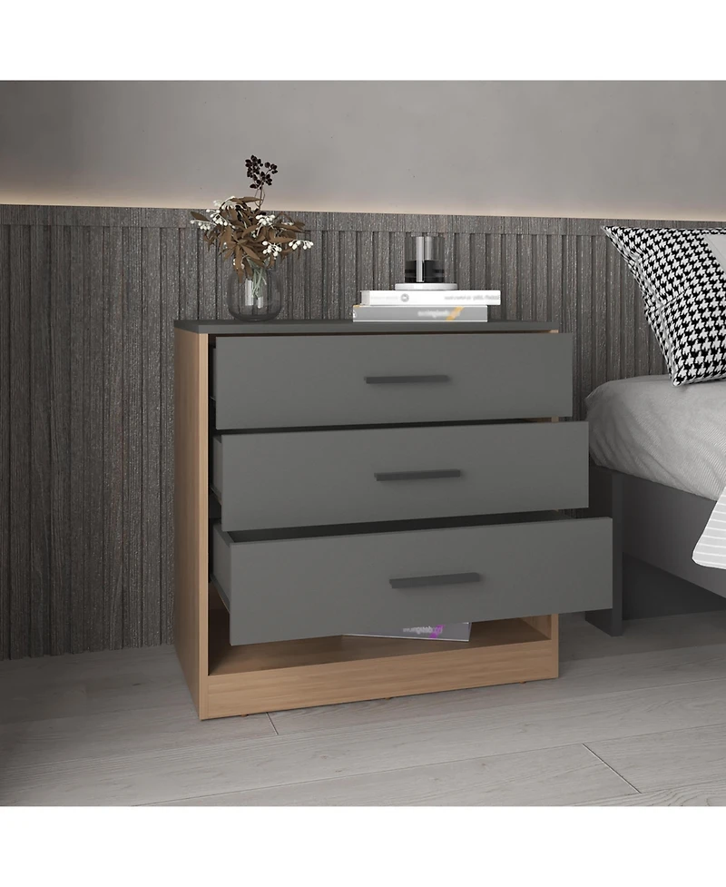 flynama Modern 6 Drawer Dresser Engineered Wood Cabinet Handle Free for Bedroom Living Room Closet