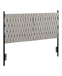 Flynama Queen Size Headboard Metal and Cream Fabric by Panel with Faux Leather Easy Clean Adjustable Height
