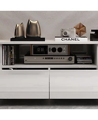 Homsee1 Pc Wood Tv Stand, 4 Drawers, Media Console with Light Strip – Entertainment Furniture