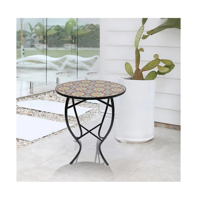 Jiallo Mosaic Art Collection Floral Accent Table