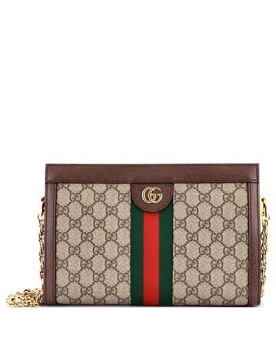 Pre-Owned Gucci Small Ophidia Chain Shoulder Bag Gg Coated Canvas