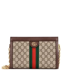 Pre-Owned Gucci Small Ophidia Chain Shoulder Bag Gg Coated Canvas