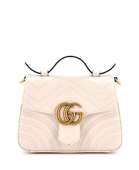 Pre-Owned Gucci Mini Gg Marmont Top Handle Flap Bag Matelasse Leather
