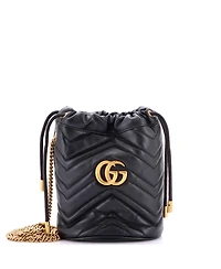 Pre-Owned Gucci Mini Gg Marmont Bucket Bag Matelasse Leather
