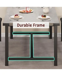 gaomon 3-Piece 63" Extendable Rectangular Dining Table Set with Metal Frame and 2 Benches