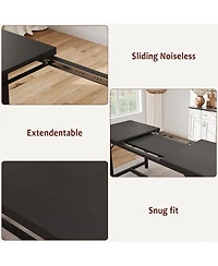 gaomon 3-Piece 63" Extendable Rectangular Dining Table Set with Metal Frame and 2 Benches