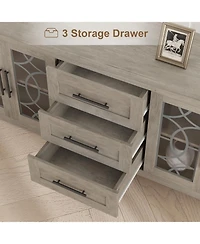 gaomon Farmhouse Tv Stand with Glass Door for 70" TVs, Mid Century Modern Entertainment Center Storage & Two Media Console