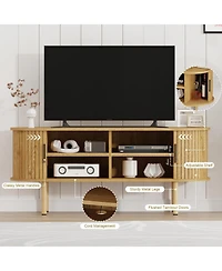 gaomon 47 Inch Tv Stand for Up to 80 Tv, Media Console with Sliding Doors and Storage, Modern Wood Entertainment Center Living Room, Bedroom
