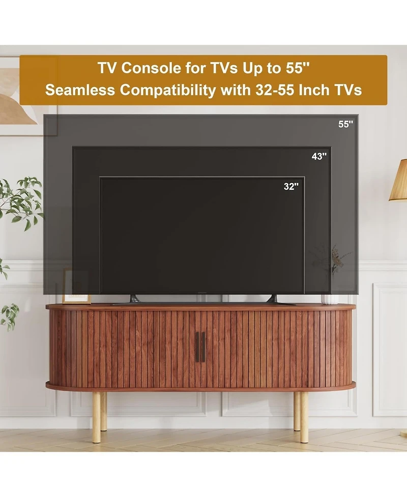 gaomon 47 inch Tv Stand for Up to 80 Inch Tv, Media Console with Sliding Doors and Storage, Modern Wood Entertainment Center for Living Room, Bedroom