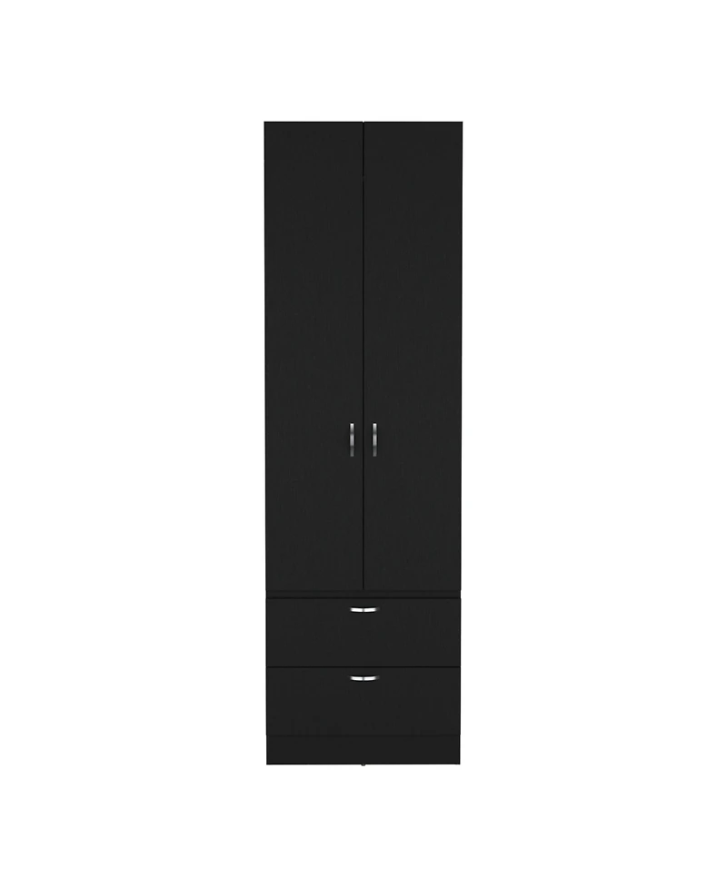 flynama 76inch Armoire with 2 Drawers Double Door Cabinet 1 Shelf Hanging Rod