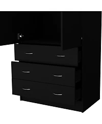 flynama Prescott Armoire with 2 Doors 3 Drawers 1 Hanging Rod Bedroom Storage