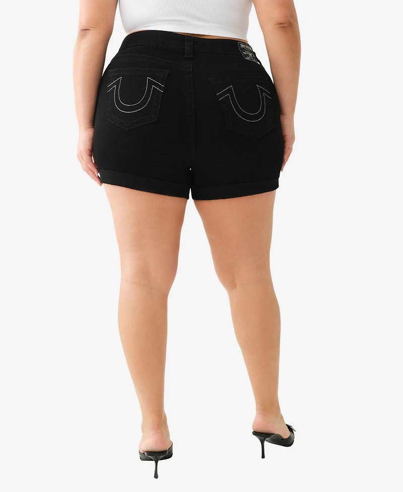 True Religion Plus Jennie Mid-Rise Curvy Rolled Shorts