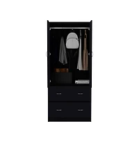 flynama Edie Armoire for Bedroom with Hanging Rod Lower Drawer Upper Shelf